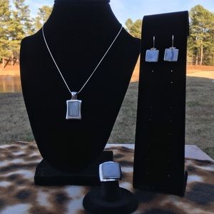 Beautiful sterling and white agate 3 piece set